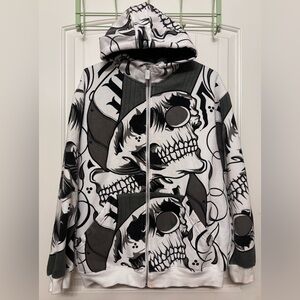Skull JOKER Brand Zip Up Hoodie Vintage Y2K